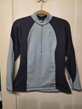 REI Womens Half-Zip Pullover - Light Blue & Navy